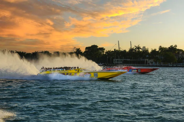 a small boat in a large body of water