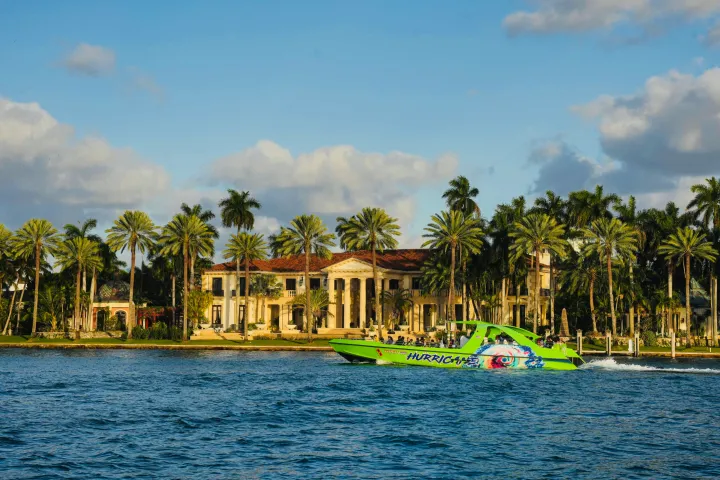 a small boat in a large body of water
