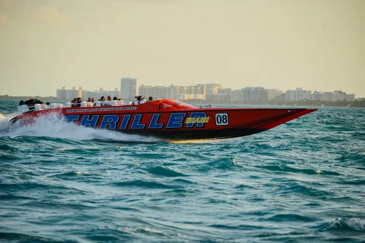 a small boat in a large body of water